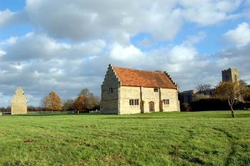 The stables, church and dovecote in November 2006